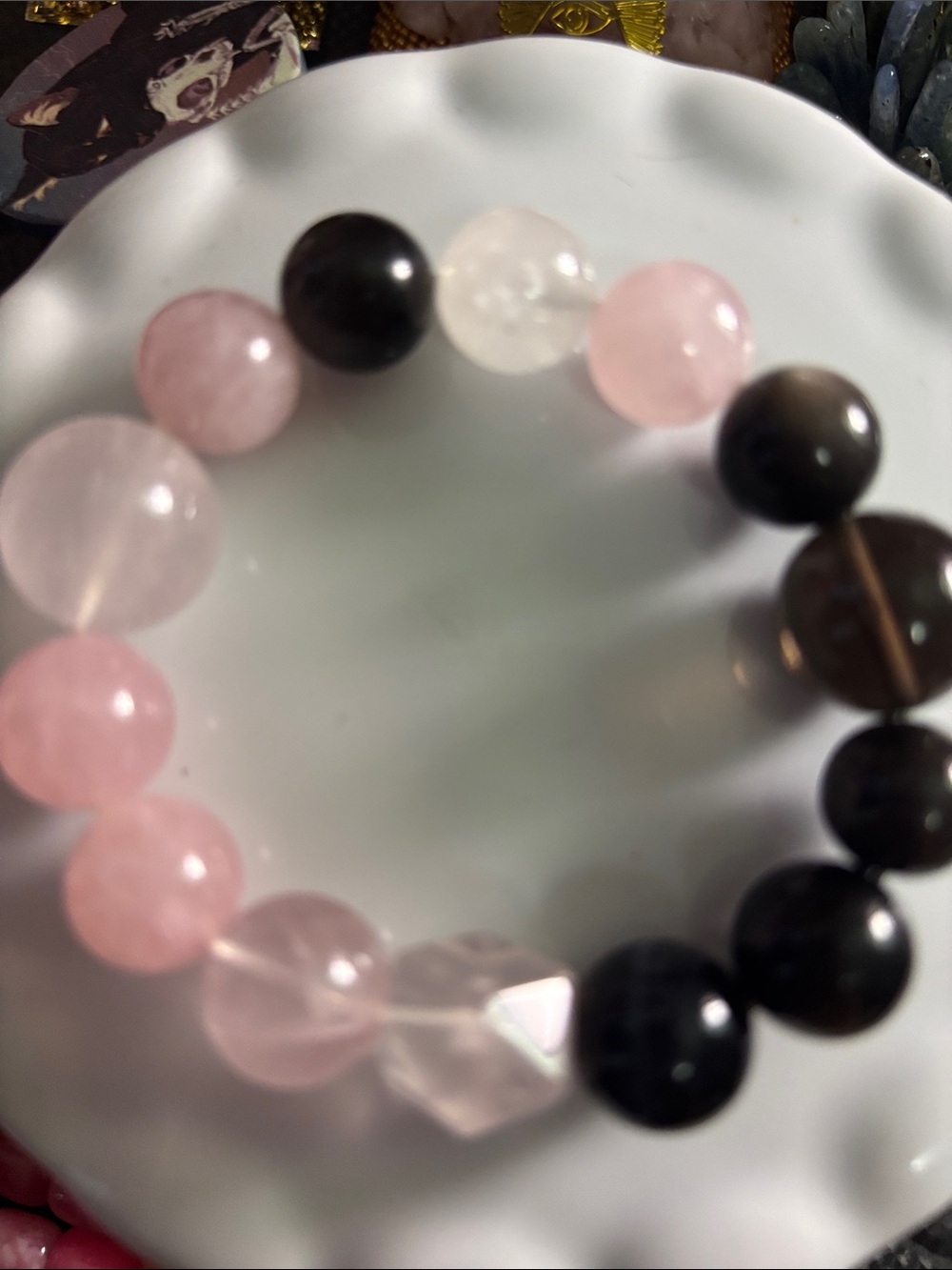 Rose Quartz,Smoky Quartz, Clear Quartz & Silver Obsidian DIY 13mm - 17mm